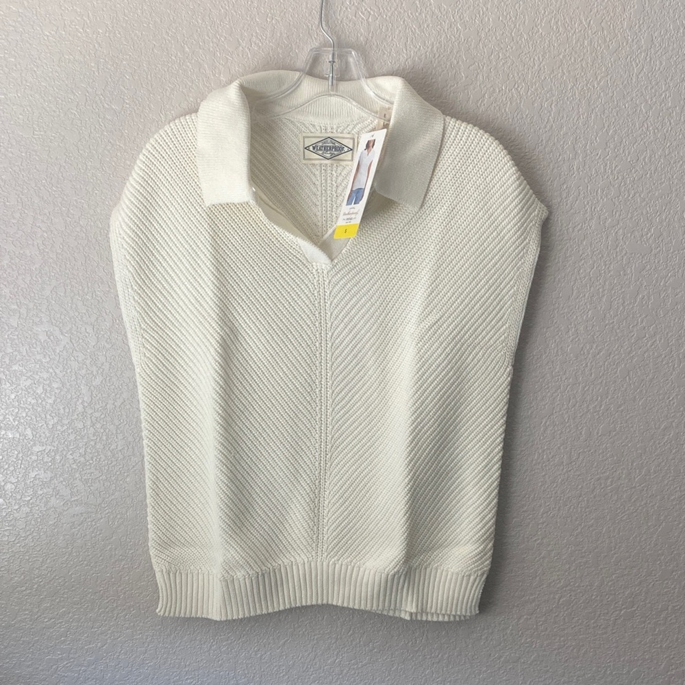 Weatherproof Vintage Women's Cotton Cap Sleeve Sweater Cream/S
